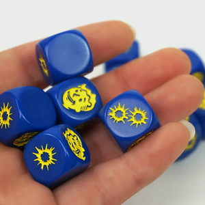 Dés en résine bleue avec visage de Vault Boy et motif symbole atomique pour les fans de Fallout – Dés de jeu de collection - Product Image 6