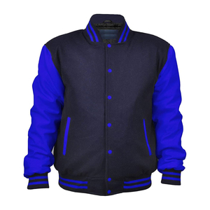 Men wholesale Varsity Men Letterman Baseball Black Wool Genuine Black Leather Sleeves Jackets - Product Image 6