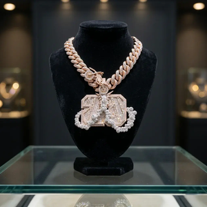 Colgante de Moissanita Chapado en Oro Rosa con Engaste de Bisel, Joyería Hiphop para Hombre, Diamante de Uso Diario, Amuleto - Product Image 1