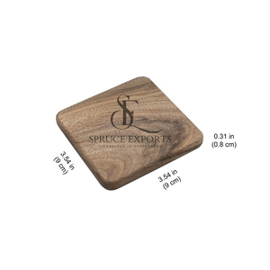 Square Shape <b>Walnut</b> & Oak Wooden Coaster Set. Handcrafted Rounded Edge Drink Mats & Pads For Serving Drinks And <b>Coffee</b> <b>Tables</b> - Product Image 4