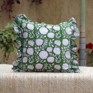 Indian Handmade New Design Stripe Hand Block Printed Pillow Case Slub Cotton Sofa Cushion Cover Bedding Cushion Cover - Product Image 1