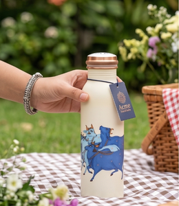 Botella de Agua de Cobre Blanco de Lujo con Diseño de Estampado de Vaca, Botella Duradera para Hidratación Diaria, Yoga, Gimnasio, Escuela, Oficina, Viajes y Regalos - Product Image 2