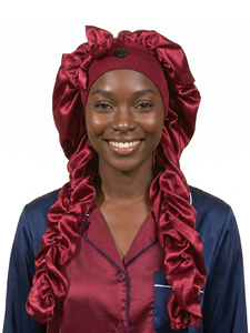 Heatless Curl Satin <b>Bonnet</b> for Sleeping, No Slip Sleep <b>Bonnet</b> with Long Curling Ribbons for Braids & Long Hair - Product Image 1