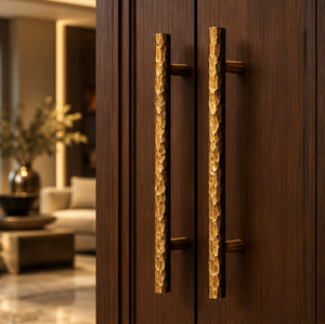 Poignée de porte martelée dorée, longue poignée de meuble texturée, quincaillerie décorative pour meubles - Product Image 5