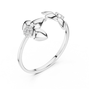 Anillo solitario minimalista de oro amarillo macizo de 14k con diamante de corte redondo abierto para mujer, ideal para compromiso, aniversario o regalo de boda. - Product Image 3