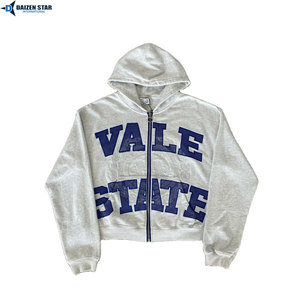 เสื้อฮู้ดซิปพิมพ์โลโก้ตามสั่ง ผู้ชาย ผ้าฝ้ายฟลีซ เสื้อกันหนาวมีฮู้ด สไตล์ลำลอง สตรีทแวร์ ขายส่ง - Product Image 2