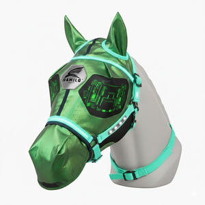 Masque anti-mouches pour chevaux, doux, extensible, protection UV, confortable, avec oreilles, respirant, élastique, avec couvre-yeux en maille - Product Image 2