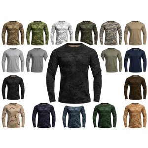 100% Polyester Long Sleeve Crew Neck Breathable Quick Dry High Performance <b>Top</b> Outdoor Training Sports Workwear Apparel T Shirt - Product Image 1