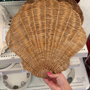 Salvamanteles Hecho a Mano con Forma de Concha de Bambú, Estilo Bohemio, Diseño Tejido a Mano para Decoración del Hogar - Product Image 4