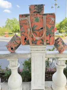 Conjunto de Bolsas de Lona Bohemias con Patrón de Jungla Bordado en Color Naranja para Compras en Todas las Estaciones - Product Image 2