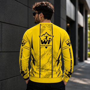 Sudadera de Cuello Redondo con Estampado de Sublimación Amarillo para Hombre, Marca Warpro Industry, Corte Regular, Ropa Casual de Otoño - Product Image 4