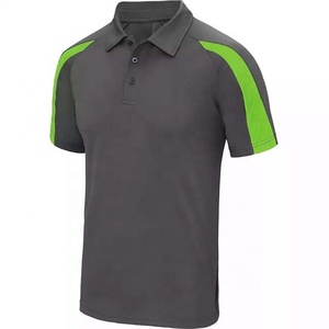 เสื้อรักบี้ผ้าฝ้ายผู้ชาย สีเทาเขียว ลายบล็อกสี แห้งเร็ว คอปกพับได้ แขนสั้น สวมใส่สบายๆ สำหรับฤดูร้อน - Product Image 1