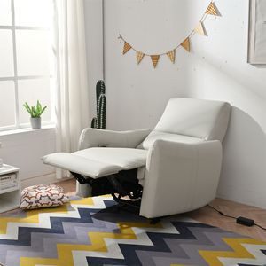 Light Gray Electric Power Recliner Wall Hugger Design for <b>Small</b> Spaces for Living Room or Office Reclining <b>Sofa</b> - Product Image 1