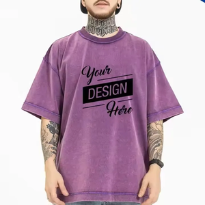 T-shirt Homme Vintage Délavé à l'Acide, Coupe Ample et Épaules Tombantes, en Coton, Style Streetwear Personnalisable, T-shirts Vierge - Product Image 2