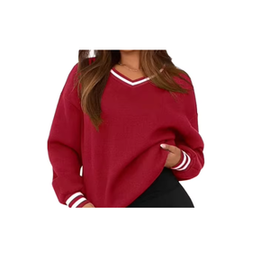 Sudadera de Cuello en V Extra Grande para Mujer de Alta Calidad de KUZAN Enterprises, Color Sólido, Manga Larga, 100% Algodón Tejido, Informal para Otoño - Product Image 6