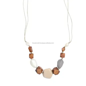 Resin And Wood Statement Necklace Wholesaler 2024 High Quality Chunky Neck Chain For Women Jewelry Accessories