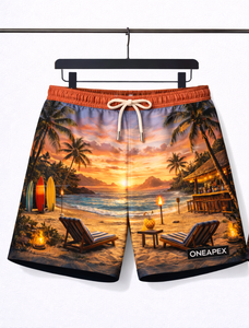 Shorts de baño Tropical Beach Bar para hombre – Shorts de secado rápido con estampado Sunset Surf - Product Image 5