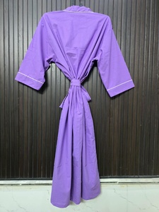 Peignoir de luxe en coton épais violet à séchage rapide pour femmes et couples, avec cordon de serrage, couleur unie - Product Image 5