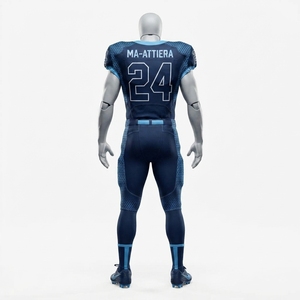 Ensemble de maillot et pantalon rembourrés de football américain bleu marine personnalisé pour hommes, vêtements d'équipe sportive - Product Image 4