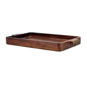 Plateau de service rectangulaire en bois de style moyen-oriental, design minimaliste, fait main, pour servir des plats et des assiettes - Product Image 1