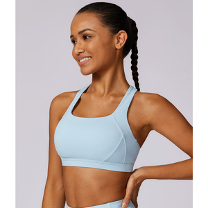 High Quality Ice <b>Blue</b> Flex Sports <b>Bra</b> With Cross Back Design Breathable Stretchy High Impact Women's Gym Fitness Sports <b>Bra</b> - Product Image 1