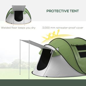 Tenda Pop-up Verde per 2-3 Persone con Veranda, Impermeabile 3000mm, Borsa per il Trasporto, per Campeggio ed Escursionismo - Product Image 4