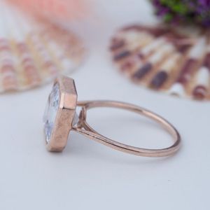 Bague plaquée or 14 carats certifiée, style européen classique, avec serti en clos de type pont de cathédrale, en Moissanite Asscher S925 D VVS 9*9mm 3.5ct - Product Image 2