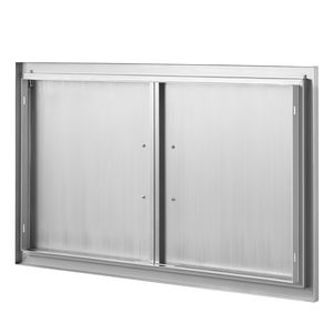Maniglie a muro verticali a filo per porta da cucina esterna in acciaio inossidabile, 36W x 21H pollici, per porta di accesso BBQ e categoria portaoggetti - Product Image 4