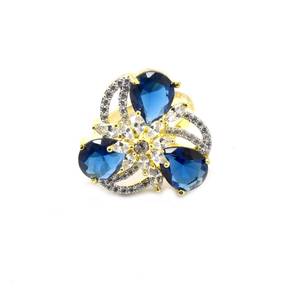 <b>Sapphire</b> CZ Diamond <b>Ring</b> Elegant Engagement Statement <b>Ring</b> Bridal Wedding Cocktail Jewelry Party Wear - Product Image 3