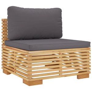 Conjunto de Muebles de Jardín de Madera de Teca Gris Oscuro, 100% Poliéster, 100% Natural, Sofás de Jardín - Product Image 4