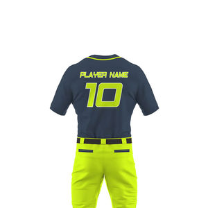 Uniforme de Béisbol Personalizado con Sublimación Completa en Poliéster - Jersey y Pantalones Azul Marino Verde Neón de Alta Calidad Unisex para Adultos Servicio OEM - Product Image 4