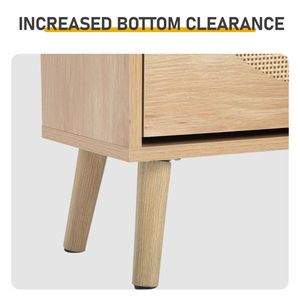 Mobiletto Portascarpe con 1 Cassetto e 2 Ante Ribaltabili, Colore Legno Naturale, Rivestito in Rattan, Materiale in Truciolato, 54*24*110cm - Product Image 5