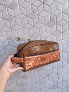 Organizador de artículos de aseo de cuero con herramientas manuales, nuevo lujo, gran capacidad, bolsas de maquillaje de cuero de vaca para viajes para mujer con asa - Product Image 3