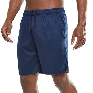 Pantalones Cortos Deportivos de Malla de Secado Rápido Azul Marino para Hombre, con Cordón en la Cintura, Bolsillos, Corte Bermuda Informal - Product Image 1