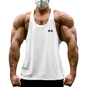 Men's <b>Yellow</b> O-Neck <b>Tank</b> <b>Top</b> Quick Dry Polyester Sporty Sleeveless Workout Singlet Front Barbell Print - Product Image 5