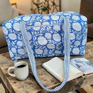 <b>Indian</b> Handmade Luxury Lightweight Block Print Quilted Cotton Duffle Bag for Women Travel & Shopping Bulk Orders - Product Image 1