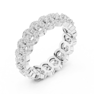 Lab Grown Diamond Eternity <b>Band</b> 925 Sterling <b>Silver</b> Graduated Round Cluster Vintage Wedding Anniversary <b>Ring</b> for Women - Product Image 4