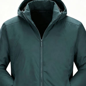 Chaqueta Acolchada de Invierno para Hombre con Capucha, Cuello Alto, Cierre de Cremallera, Resistente al Viento, Informal, Relleno de Poliéster, Color Sólido, Corte Regular - Product Image 5