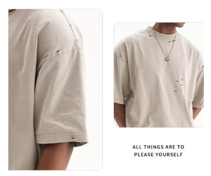 New Custom High Quality Heavyweight <b>Men's</b> Regular Fit Cropped T-Shirts Front Logo 100% Cotton Breathable Quick Dry - Product Image 4