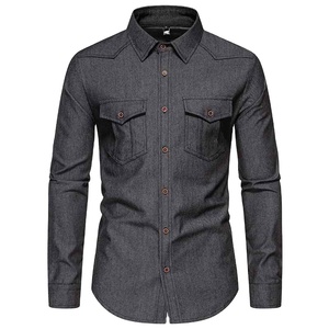 Camisas de Mezclilla a Cuadros de Algodón y Spandex de Manga Larga, Nuevos Estilos, Calidad Premium, Venta al Por Mayor Internacional, Alta Calidad - Product Image 5