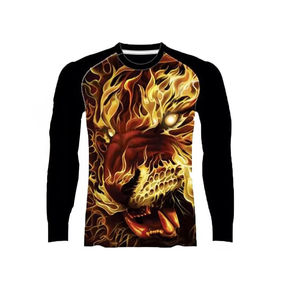 Haut de protection respirant à manches longues pour hommes adultes, noir avec surpiqûres rouges, séchage rapide, en Spandex et Polyester - Product Image 6
