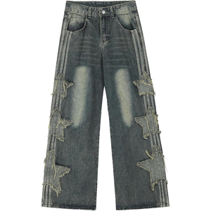 Men Korean Fashion Wide Leg Denim Jeans Oversized Loose Fit Baggy <b>Pants</b> Streetwear Clothing - Product Image 4
