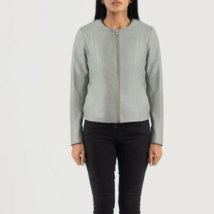 Chaqueta de Cuero Genuino de Cordero para Mujer, Diseño Personalizable, Estilo Motero, Alta Calidad, Tendencia Actual - Product Image 1