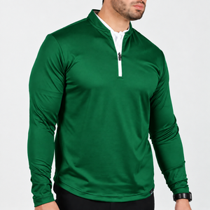 Men Quarter Zip Pullover <b>Long</b> <b>Sleeve</b> Sportswear <b>Stretch</b> Knitted Athletic Custom Logo Golf Training Wear Eco-Friendly Quick Dry - Product Image 5