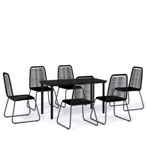Grand ensemble de salle à manger de jardin en acier noir thermolaqué et verre avec rotin PE – Mobilier d'extérieur élégant - Product Image 2