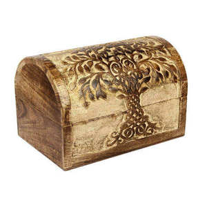 Tree Style Wooden Gift <b>Box</b> <b>With</b> Hand Carved Design <b>Lid</b> For Home Table Top Decorative Use Wooden Gift <b>Box</b> For Jewelry - Product Image 1