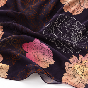 Tela Chinon Estampada 100% Viscosa con Patrón Floral de Aves, Ligera y Transparente de 58 Pulgadas para Bufandas y Chales de Mujer - Product Image 4