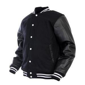 Varsity Wool Body & Genuine Cow SkinFaux Leather <b>Baseball</b> <b>Bomber</b> <b>Jacket</b> in Blackmulti Color for Men and Women - Product Image 2