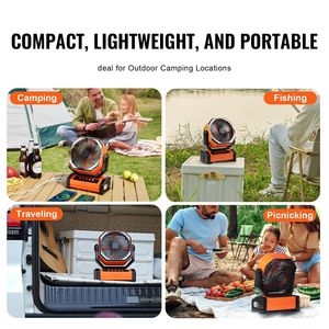 พัดลมโคมไฟ LED แบบพกพาขนาด 9 นิ้ว ชาร์จไฟได้ ใช้พลังงานจากแบตเตอรี่ ปรับความเร็วได้ 4 ระดับ หมุนได้อัตโนมัติ 45/90 องศา - Product Image 6