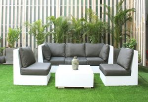 <b>Modern</b> Gray Concrete L-Shaped Corner <b>Sofa</b> Set Chaise Lounge Modular <b>Sofa</b> Bed Track Arm Durable Living Room - Product Image 2